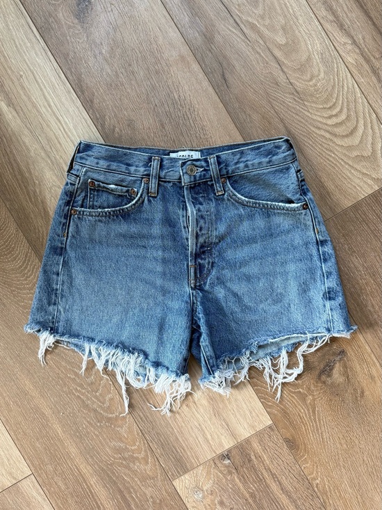 Agolde Pants - Agolde Parker Long Blue Distressed Cutoff Denim Shorts